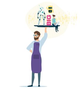 Ilustración reportaje tech trends robot big data